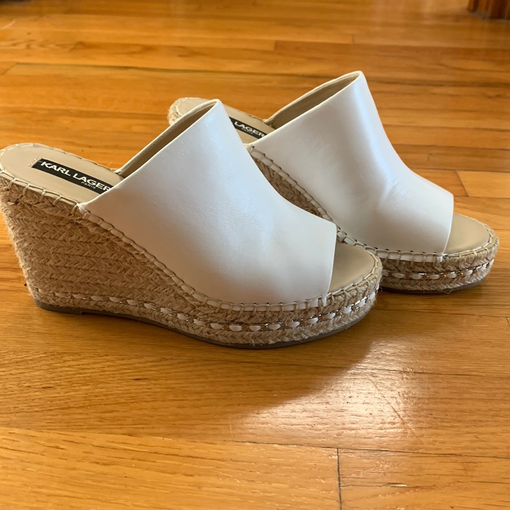 White Karl Lagerfeld espadrille mule size 7.5